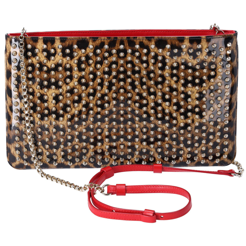 Christian Louboutin Loubiposh Shoulder Bag Light Brown Brown PVC Leopard - Picture 3 of 7